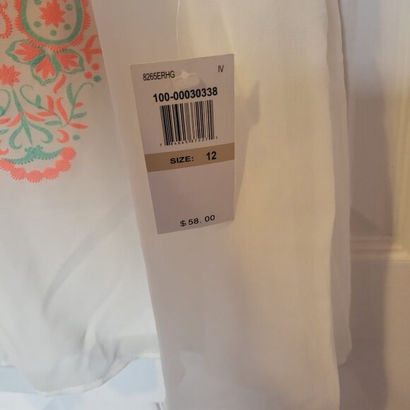 Sequin Hearts Girls Size 12 Dress White & Orange Design Lined Long Sleeve, NWT - Picture 6 of 7